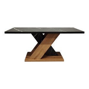 pak-049-000104-2 ΤΡΑΠΕΖΙ ΣΑΛΟΝΙΟΥ SOLANGE PAKOWORLD ΣΕ SONOMA ΜΕ ΜΑΥΡΗ ΟΨΗ ΜΑΡΜΑΡΟΥ 110X55X47.5ΕΚ