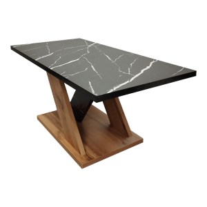 pak-049-000104-3 ΤΡΑΠΕΖΙ ΣΑΛΟΝΙΟΥ SOLANGE PAKOWORLD ΣΕ SONOMA ΜΕ ΜΑΥΡΗ ΟΨΗ ΜΑΡΜΑΡΟΥ 110X55X47.5ΕΚ