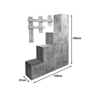 pak-049-000106-4 ΕΠΙΠΛΟ ΕΙΣΟΔΟΥ NENICH PAKOWORLD ΣΕ ΓΚΡΙ OAK ΑΠΟΧΡΩΣΗ 150X37X180ΕΚ