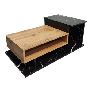 pak-049-000109-2 ΤΡΑΠΕΖΙ ΣΑΛΟΝΙΟΥ NUVELE PAKOWORLD ΣΕ ΜΑΥΡΟ ΜΑΡΜΑΡΟΥ-SONOMA ΑΠΟΧΡΩΣΗ 90X50X35ΕΚ