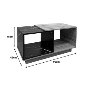 pak-049-000110-6 ΤΡΑΠΕΖΙ ΣΑΛΟΝΙΟΥ FETIX PAKOWORLD ΣΕ ΜΑΥΡΟ ΜΑΡΜΑΡΟΥ-SONOMA ΑΠΟΧΡΩΣΗ 90X45X45ΕΚ