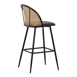pak-058-000063-1 ΣΚΑΜΠΟ ΜΠΑΡ KACE PAKOWORLD PE RATTAN ΦΥΣΙΚΟ-ΑΝΘΡΑΚΙ PU-ΜΑΥΡΟ ΜΕΤΑΛΛΟ 43X55X102ΕΚ