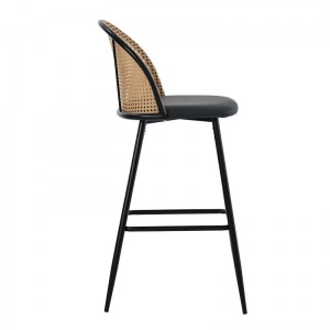 pak-058-000063-2 ΣΚΑΜΠΟ ΜΠΑΡ KACE PAKOWORLD PE RATTAN ΦΥΣΙΚΟ-ΑΝΘΡΑΚΙ PU-ΜΑΥΡΟ ΜΕΤΑΛΛΟ 43X55X102ΕΚ