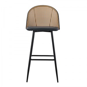 pak-058-000063-3 ΣΚΑΜΠΟ ΜΠΑΡ KACE PAKOWORLD PE RATTAN ΦΥΣΙΚΟ-ΑΝΘΡΑΚΙ PU-ΜΑΥΡΟ ΜΕΤΑΛΛΟ 43X55X102ΕΚ