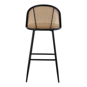 pak-058-000063-4 ΣΚΑΜΠΟ ΜΠΑΡ KACE PAKOWORLD PE RATTAN ΦΥΣΙΚΟ-ΑΝΘΡΑΚΙ PU-ΜΑΥΡΟ ΜΕΤΑΛΛΟ 43X55X102ΕΚ