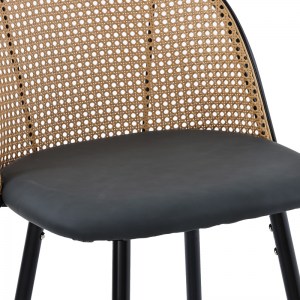 pak-058-000063-6 ΣΚΑΜΠΟ ΜΠΑΡ KACE PAKOWORLD PE RATTAN ΦΥΣΙΚΟ-ΑΝΘΡΑΚΙ PU-ΜΑΥΡΟ ΜΕΤΑΛΛΟ 43X55X102ΕΚ