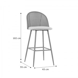 pak-058-000063-8 ΣΚΑΜΠΟ ΜΠΑΡ KACE PAKOWORLD PE RATTAN ΦΥΣΙΚΟ-ΑΝΘΡΑΚΙ PU-ΜΑΥΡΟ ΜΕΤΑΛΛΟ 43X55X102ΕΚ