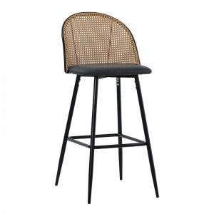 pak-058-000063 ΣΚΑΜΠΟ ΜΠΑΡ KACE PAKOWORLD PE RATTAN ΦΥΣΙΚΟ-ΑΝΘΡΑΚΙ PU-ΜΑΥΡΟ ΜΕΤΑΛΛΟ 43X55X102ΕΚ