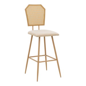 pak-058-000078 ΣΚΑΜΠΟ ΜΠΑΡ CAMILLA I PAKOWORLD ΦΥΣΙΚΟ PE RATTAN ΜΕ ΜΠΕΖ ΥΦΑΣΜΑ ΚΑΙ ΜΕΤΑΛΛΟ ΣΕ ΦΥΣΙΚΗ ΑΠΟΧΡΩΣΗ 47.5X58X117ΕΚ
