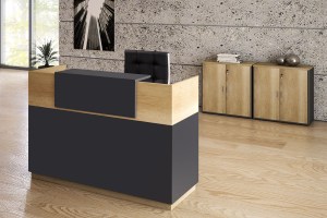 pak-069-000016-3 ΓΡΑΦΕΙΟ RECEPTION LOTUS ΣΕ ΧΡΩΜΑ ΦΥΣΙΚΟ - ΑΝΘΡΑΚΙ 180X70X110ΕΚ