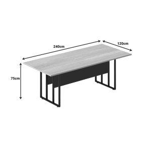 pak-069-000079-2 ΤΡΑΠΕΖΙ ΣΥΝΕΔΡΙΑΣΕΩΝ LOTUS PAKOWORLD ΜΕΤΑΛΛΟ-ΞΥΛΟ ΣΕ OAK-ΣΚΟΥΡΟ ΓΚΡΙ 240X120X75ΕΚ