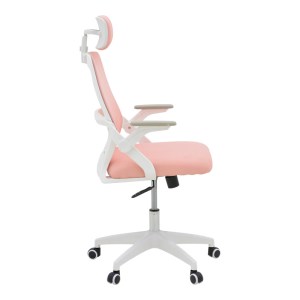 pak-069-000090-2 ΚΑΡΕΚΛΑ ΓΡΑΦΕΙΟΥ PEJA PAKOWORLD MESH ΥΦΑΣΜΑ ΡΟΖ-ΣΚΕΛΕΤΟΣ ΛΕΥΚΟ 58X60X107-117ΕΚ