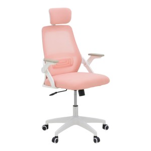 pak-069-000090 ΚΑΡΕΚΛΑ ΓΡΑΦΕΙΟΥ PEJA PAKOWORLD MESH ΥΦΑΣΜΑ ΡΟΖ-ΣΚΕΛΕΤΟΣ ΛΕΥΚΟ 58X60X107-117ΕΚ