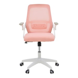 pak-069-000094-3 ΚΑΡΕΚΛΑ ΓΡΑΦΕΙΟΥ REJI PAKOWORLD MESH ΥΦΑΣΜΑ ΡΟΖ-ΣΚΕΛΕΤΟΣ ΛΕΥΚΟ 58X60X89-99ΕΚ