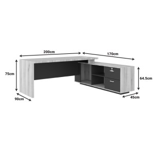 pak-069-000096-3 ΓΡΑΦΕΙΟ ΕΡΓΑΣΙΑΣ ΑΝΑΣΤΡΕΨΙΜΟ ΕΠΑΓΓΕΛΜΑΤΙΚΟ AMAZON PAKOWORLD ΣΕ ΦΥΣΙΚΗ-ΑΝΘΡΑΚΙ ΑΠΟΧΡΩΣΗ 200X170X75ΕΚ
