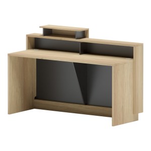 pak-069-000114 ΓΡΑΦΕΙΟ RECEPTION LOTUS PAKOWORLD ΣΕ ΦΥΣΙΚΗ-ΑΝΘΡΑΚΙ ΑΠΟΧΡΩΣΗ 160X60X105ΕΚ