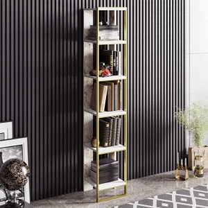 pak-071-000857-1 ΒΙΒΛΙΟΘΗΚΗ MARBLE PAKOWORLD ΧΡΩΜΑ ΛΕΥΚΟ ΜΑΡΜΑΡΟΥ-ΧΡΥΣΟ 32X31,5X178,5ΕΚ