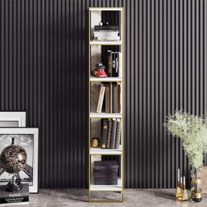 pak-071-000857-2 ΒΙΒΛΙΟΘΗΚΗ MARBLE PAKOWORLD ΧΡΩΜΑ ΛΕΥΚΟ ΜΑΡΜΑΡΟΥ-ΧΡΥΣΟ 32X31,5X178,5ΕΚ