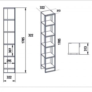 pak-071-000857-3 ΒΙΒΛΙΟΘΗΚΗ PWF-0298 PAKOWORLD ΧΡΩΜΑ ΛΕΥΚΟ ΜΑΡΜΑΡΟΥ-ΧΡΥΣΟ 32X31,5X178,5ΕΚ