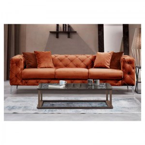 pak-071-001354-1 ΚΑΝΑΠΕΣ 3ΘΕΣΙΟΣ PWF-0579 PAKOWORLD ΤΥΠΟΥ CHESTERFIELD ΥΦΑΣΜΑ ΚΕΡΑΜΙΔΙ 237X90X73ΕΚ