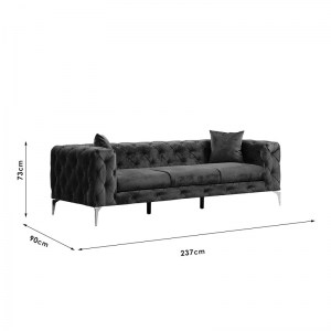pak-071-001354-2 ΚΑΝΑΠΕΣ 3ΘΕΣΙΟΣ PWF-0579 PAKOWORLD ΤΥΠΟΥ CHESTERFIELD ΥΦΑΣΜΑ ΚΕΡΑΜΙΔΙ 237X90X73ΕΚ