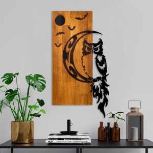 pak-071-001594-1 ΔΙΑΚΟΣΜΗΤΙΚΟ ΤΟΙΧΟΥ OWLE PAKOWORLD ΞΥΛΟ ΠΕΥΚΟΥ ΣΕ ΦΥΣΙΚΗ ΑΠΟΧΡΩΣΗ ΜΕ ΜΑΥΡΟ ΜΕΤΑΛΛΟ 36X3X66ΕΚ