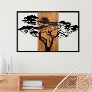 pak-071-001609-1 ΔΙΑΚΟΣΜΗΤΙΚΟ ΤΟΙΧΟΥ LEROUN PAKOWORLD ΞΥΛΟ ΠΕΥΚΟΥ ΣΕ ΦΥΣΙΚΗ ΑΠΟΧΡΩΣΗ ΜΕ ΜΑΥΡΟ ΜΕΤΑΛΛΟ 90X3X58ΕΚ