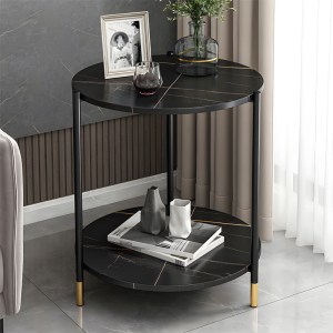 pak-072-000063-1 ΒΟΗΘΗΤΙΚΟ ΤΡΑΠΕΖΙ RHYTHM MDF ΜΑΥΡΟ ΜΑΡΜΑΡΟΥ-ΜΑΥΡΟ Φ48X60CM