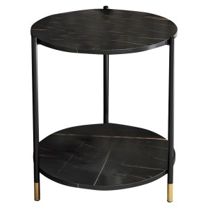 pak-072-000063 ΒΟΗΘΗΤΙΚΟ ΤΡΑΠΕΖΙ RHYTHM MDF ΜΑΥΡΟ ΜΑΡΜΑΡΟΥ-ΜΑΥΡΟ Φ48X60CM