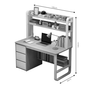 pak-072-000076-2 ΓΡΑΦΕΙΟ SOCO PAKOWORLD ΜΕ ΡΑΦΙΕΡΑ-MDF ΦΥΣΙΚΟ-ΛΕΥΚΟ 120X50X144ΕΚ