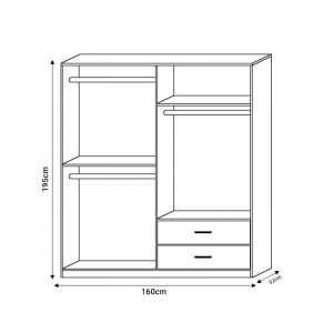 pak-072-000098-4 ΝΤΟΥΛΑΠΑ ΡΟΥΧΩΝ EDRITTE PAKOWORLD ΤΕΤΡΑΦΥΛΛΗ ΜΕ ΣΥΡΤΑΡΙΑ ΑΝΟΙΧΤΟ ΚΑΡΥΔΙ ΜΕΛΑΜΙΝΗ 160X52X195ΕΚ