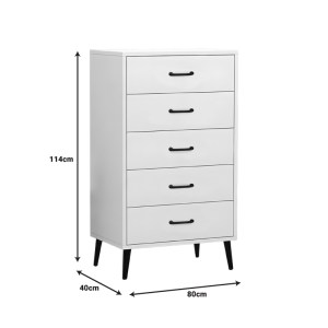 pak-072-000120-1 ΣΥΡΤΑΡΙΕΡΑ ADRENILE PAKOWORLD MDF ΣΕ ΛΕΥΚΗ ΑΠΟΧΡΩΣΗ ΚΑΙ ΜΑΥΡΟ ΜΕΤΑΛΛΙΚΟ ΠΟΔΙ 80X40X114ΕΚ