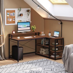 pak-072-000123-1 ΓΡΑΦΕΙΟ ΓΩΝΙΑΚΟ TEBUL PAKOWORLD MDF-METAL ΣΕ OAK ΑΠΟΧΡΩΣΗ 100X60X88ΕΚ