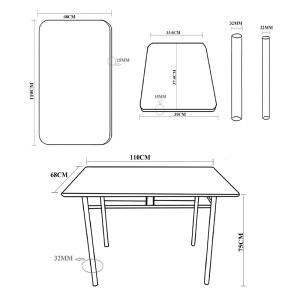 pak-072-000136-2 ΤΡΑΠΕΖΑΡΙΑ ROZA I PAKOWORLD ΣΕΤ 5ΤΜΧ MDF ΣΕ ΣΚΟΥΡΟ ΚΑΡΥΔΙ ΜΕ ΜΑΥΡΑ ΠΟΔΙΑ ΜΕΤΑΛΛΟ 110X68X75ΕΚ