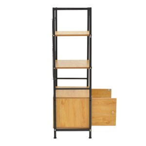 pak-072-000150-3 ΡΑΦΙΕΡΑ ΕΠΙΔΑΠΕΔΙΑ ΜΕ ΝΤΟΥΛΑΠΙ KUILI PAKOWORLD ΜΕΤΑΛΛΟ ΜΑΥΡΟ-MDF ΣΕ OAK ΑΠΟΧΡΩΣΗ 60X36X121ΕΚ