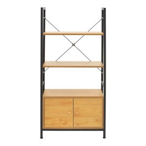 pak-072-000150-4 ΡΑΦΙΕΡΑ ΕΠΙΔΑΠΕΔΙΑ ΜΕ ΝΤΟΥΛΑΠΙ KUILI PAKOWORLD ΜΕΤΑΛΛΟ ΜΑΥΡΟ-MDF ΣΕ OAK ΑΠΟΧΡΩΣΗ 60X36X121ΕΚ