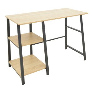 pak-072-000157-2 ΓΡΑΦΕΙΟ ΕΡΓΑΣΙΑΣ FERJE PAKOWORLD ΜΕ ΡΑΦΙΑ MDF ΣΕ ΦΥΣΙΚΗ ΜΕ ΜΑΥΡΗ ΑΠΟΧΡΩΣΗ 100X48X75ΕΚ