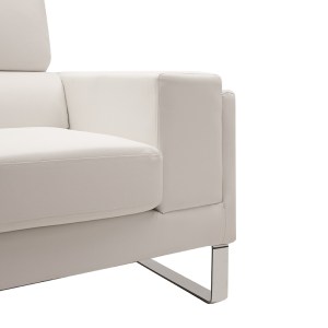 pak-074-000011-3 ΚΑΝΑΠΕΣ SHEA PAKOWORLD 2ΘΕΣΙΟΣ PU IVORY-INOX 158X80X87ΕΚ