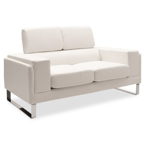 pak-074-000011 ΚΑΝΑΠΕΣ SHEA PAKOWORLD 2ΘΕΣΙΟΣ PU IVORY-INOX 158X80X87ΕΚ