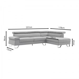 pak-074-000031-3 ΓΩΝΙΑΚΟΣ ΚΑΝΑΠΕΣ GRACIOUS PAKOWORLD ΔΕΞΙΑ ΓΩΝΙΑ ΥΦΑΣΜΑ ΜΠΕΖ 257X178X86ΕΚ