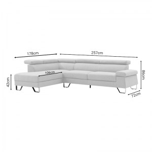 pak-074-000032-3 ΓΩΝΙΑΚΟΣ ΚΑΝΑΠΕΣ GRACIOUS PAKOWORLD ΑΡΙΣΤΕΡΗ ΓΩΝΙΑ ΥΦΑΣΜΑ ΜΠΕΖ 257X178X86ΕΚ