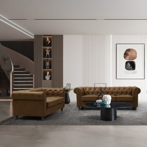 pak-074-000057-1 KΑΝΑΠΕΣ ΤΡΙΘΕΣΙΟΣ INCREDIBLE PAKOWORLD ΤΥΠΟΥ CHESTERFIELD ΥΦΑΣΜΑ ΣΕ ΑΝΤΙΚΕ ΚΑΦΕ ΑΠΟΧΡΩΣΗ 203X84X67ΕΚ