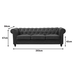 pak-074-000057-4 KΑΝΑΠΕΣ ΤΡΙΘΕΣΙΟΣ INCREDIBLE PAKOWORLD ΤΥΠΟΥ CHESTERFIELD ΥΦΑΣΜΑ ΣΕ ΑΝΤΙΚΕ ΚΑΦΕ ΑΠΟΧΡΩΣΗ 203X84X67ΕΚ