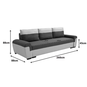 pak-074-000059-7 KΑΝΑΠΕΣ-ΚΡΕΒΑΤΙ ΤΡΙΘΕΣΙΟΣ GABY PAKOWORLD ΥΦΑΣΜΑ ΜΕ ΑΠΟΘΗΚΕΥΤΙΚΟ ΧΩΡΟ ΣΕ ΑΝΘΡΑΚΙ-ΓΚΡΙ ΑΠΟΧΡΩΣΗ 260X88X88ΕΚ