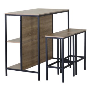 pak-085-000026 ΣΕΤ ΤΡΑΠΕΖΙ ΜΠΑΡ BAILON PAKOWORLD ΜΕ ΡΑΦΙΑ ΣΕ OAK ΑΠΟΧΡΩΣΗ ΜΕ ΜΑΥΡΟ ΜΕΤΑΛΛΟ 100X60X95ΕΚ