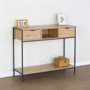 pak-085-000027-1 ΚΟΝΣΟΛΑ REGANDO PAKOWORLD ΣΕ OAK ΑΠΟΧΡΩΣΗ ΜΕ ΜΑΥΡΟ ΜΕΤΑΛΛΟ 100X35X80ΕΚ