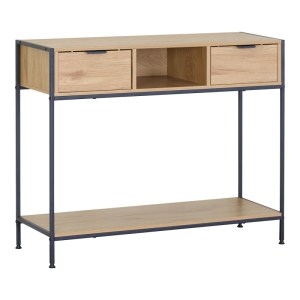 pak-085-000027 ΚΟΝΣΟΛΑ REGANDO PAKOWORLD ΣΕ OAK ΑΠΟΧΡΩΣΗ ΜΕ ΜΑΥΡΟ ΜΕΤΑΛΛΟ 100X35X80ΕΚ