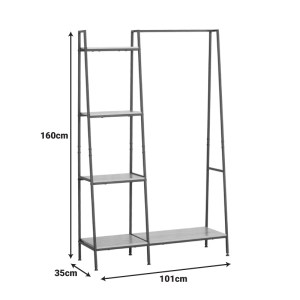 pak-085-000030-4 ΕΠΙΠΛΟ ΕΙΣΟΔΟΥ-ΡΑΦΙΕΡΑ HEREVY PAKOWORLD ΣΕ OAK ΑΠΟΧΡΩΣΗ ΜΕ ΜΑΥΡΟ ΜΕΤΑΛΛΟ 101X35X160ΕΚ