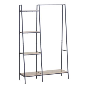 pak-085-000030 ΕΠΙΠΛΟ ΕΙΣΟΔΟΥ-ΡΑΦΙΕΡΑ HEREVY PAKOWORLD ΣΕ OAK ΑΠΟΧΡΩΣΗ ΜΕ ΜΑΥΡΟ ΜΕΤΑΛΛΟ 101X35X160ΕΚ