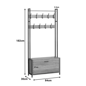 pak-085-000031-4 ΕΠΙΠΛΟ ΕΙΣΟΔΟΥ VENTORIA PAKOWORLD ΣΕ OAK ΑΠΟΧΡΩΣΗ ΜΕ ΜΑΥΡΟ ΜΕΤΑΛΛΟ 84X30X182ΕΚ